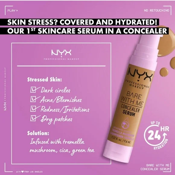 $7❤️🔥 LAST 1! NYX Bare With Me Hydrating Face & Body Concealer Serum MEDIUM - Picture 3 of 10